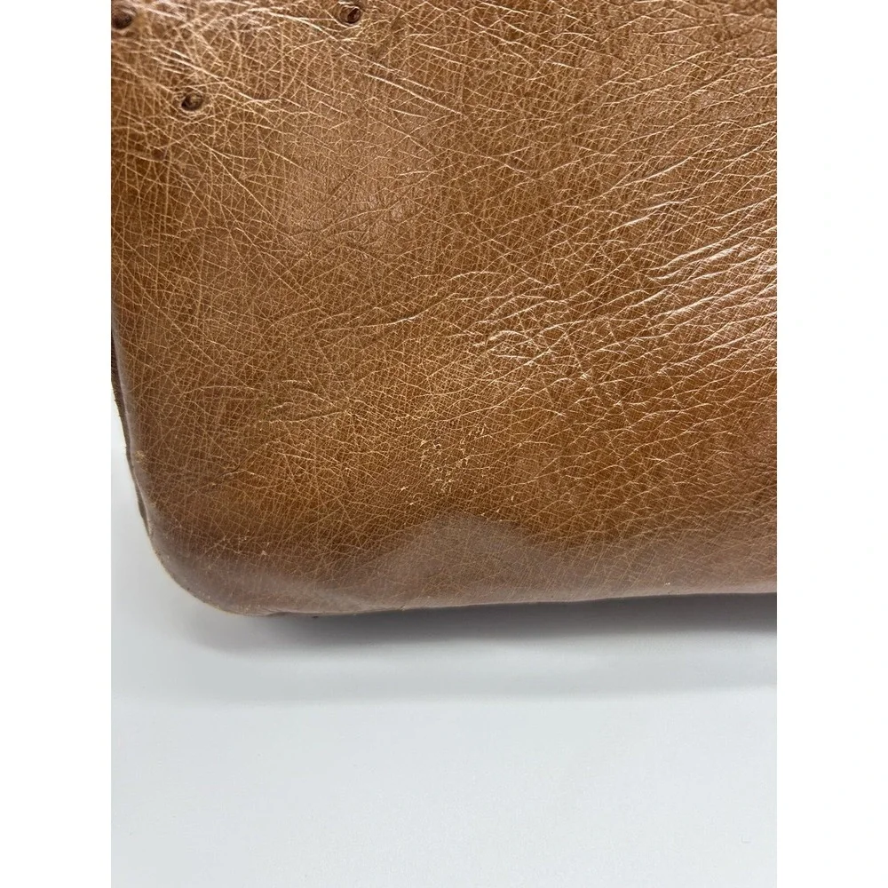 South African Genuine Ostrich Leather Brown Kango Adjustable Handbag Purse READ